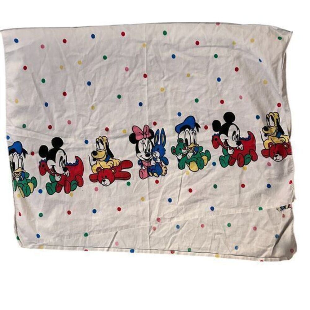 Disney Babies Vintage 80s Flannel Baby Receiving Crib Blanket –‎ 38" x 24"